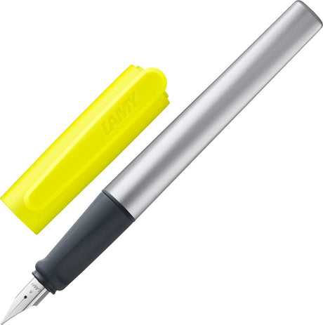 Lamy nexx neonyellow fyldepen - med skridsikkert greb poleret stålspids i linje a - trekantet aluminiumshus - inklusive skærmpatron t 10 blå