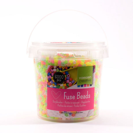 Vaessen creative strijkkralen set glow in the dark - 10 neon glow kleuren - 6000 stuks