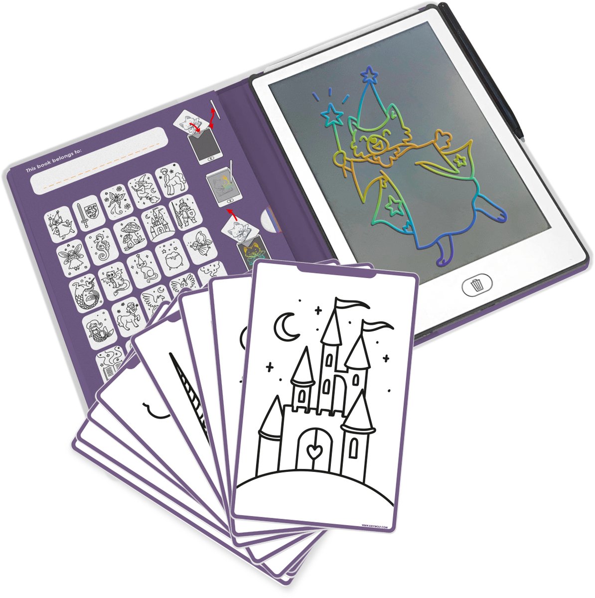 Kidywolf - kidydraw mini tegnetablet til børn - der var engang tema - lærerigt - 4+ år