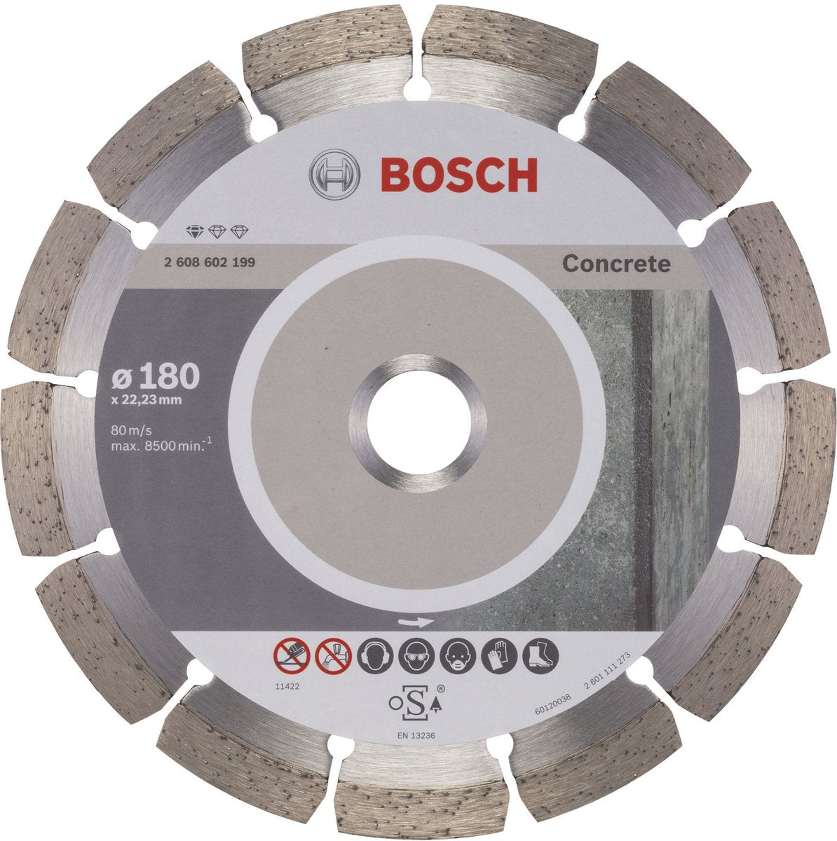 Bosch - diamantskæreskive standard til beton 180 x 22,23 x 2 x 10 mm