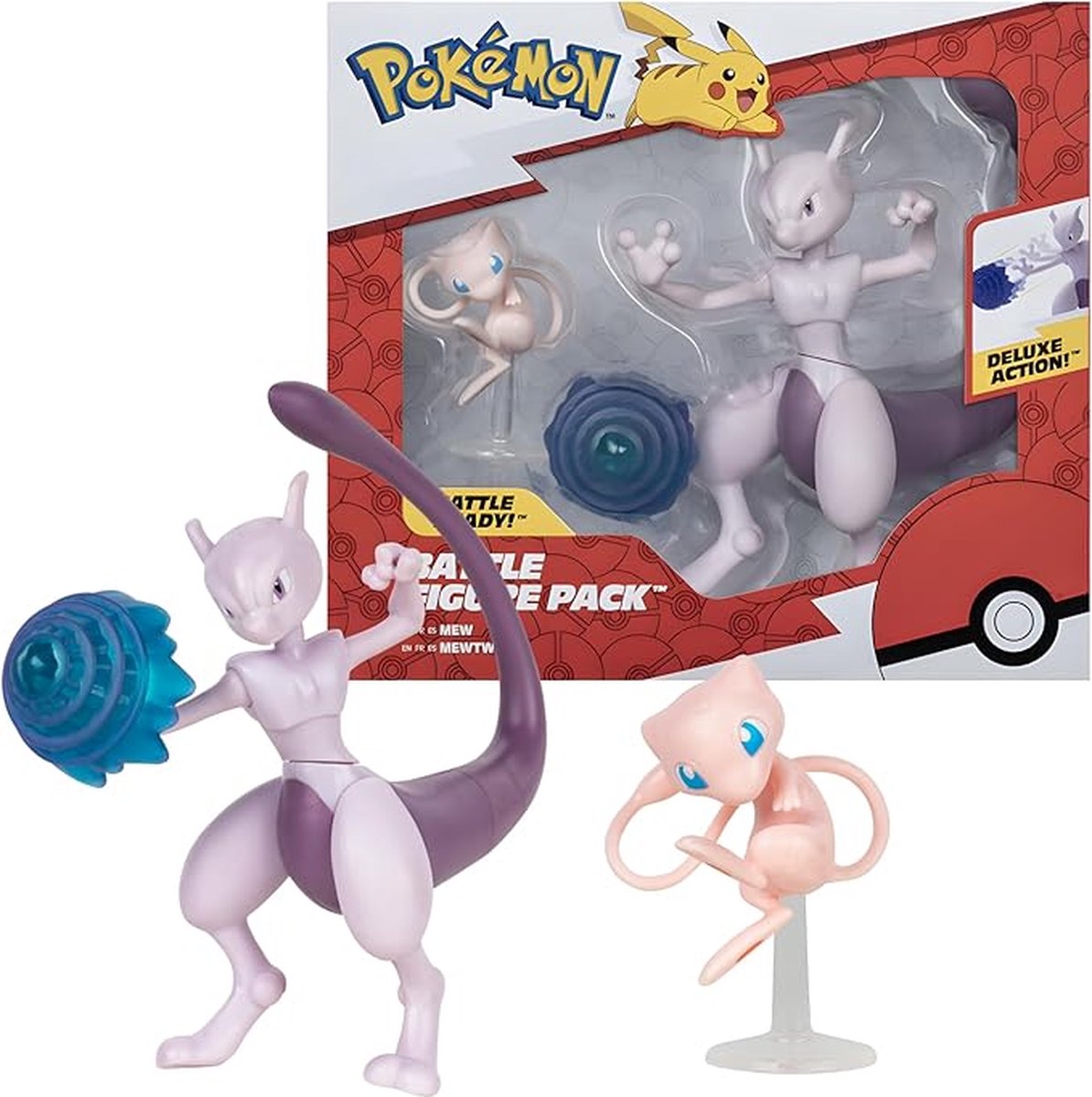 Jazwares pokémon - kampfigur 2 pak mew (5 cm) mewtwo (11 cm) kampfigurer