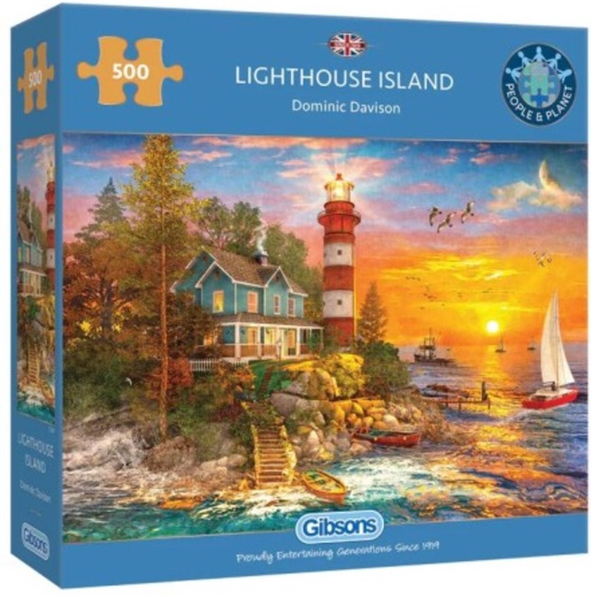 Gibsons - lighthouse island (af dominic davison) - 500 brikker 48×34cm (b×h) - puslespil for voksne