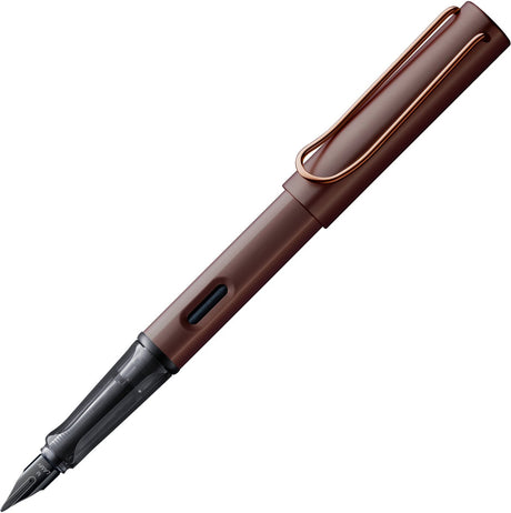 Lamy lx fyldepen 090 – elegant fyldepen lavet af aluminium i rødbrun med ædelmetal finish og sort PVD stål spids – inklusive T 10 blækpatron i blå og gaveemballage