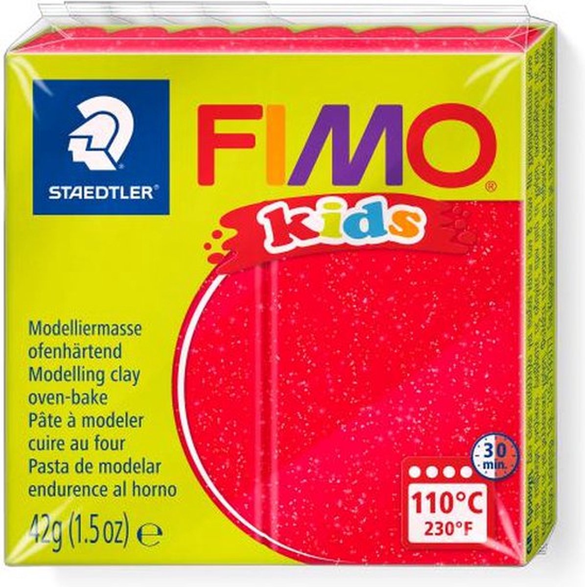 Fimo børn modellering ler 42 g glitter rød