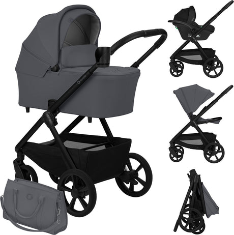 Lionelo Carmine klapvogn 3 i 1 - inklusive Astrid I-størrelse autostol - Graveltech terrænhjul - 3D ventilation Airydots madras - anti-reflux barnevogn - komfortabel affjedring - foldbar med sæde - UPF50+ - komplet tilbehørssæt