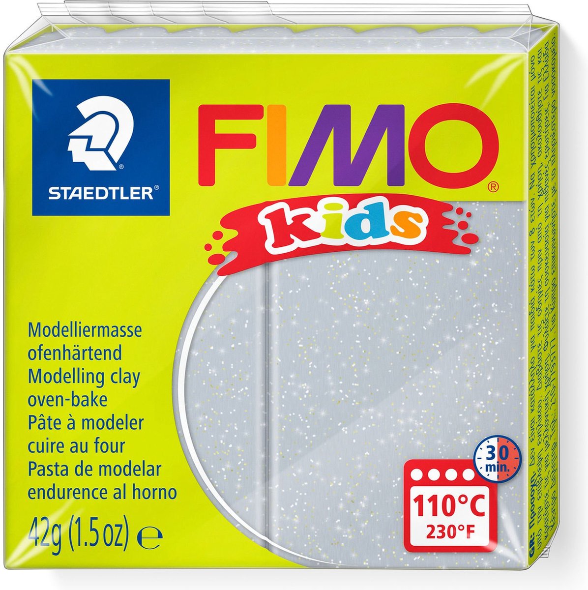Fimo børn modellering ler 42 g glitter sølv