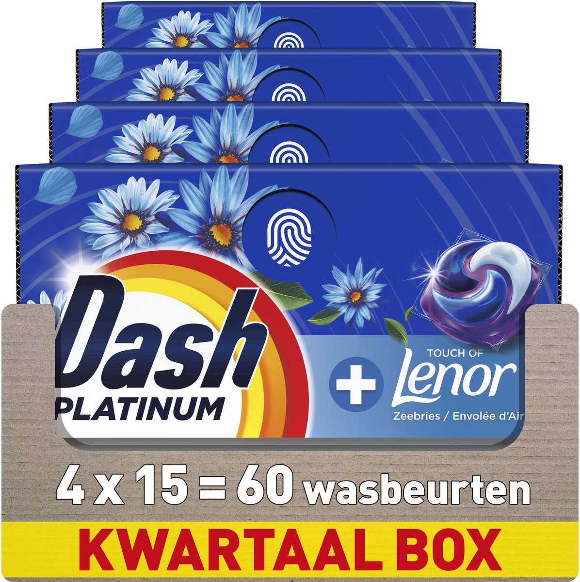 Dash detergent pods® - havbrise - 4 x 15 vaske