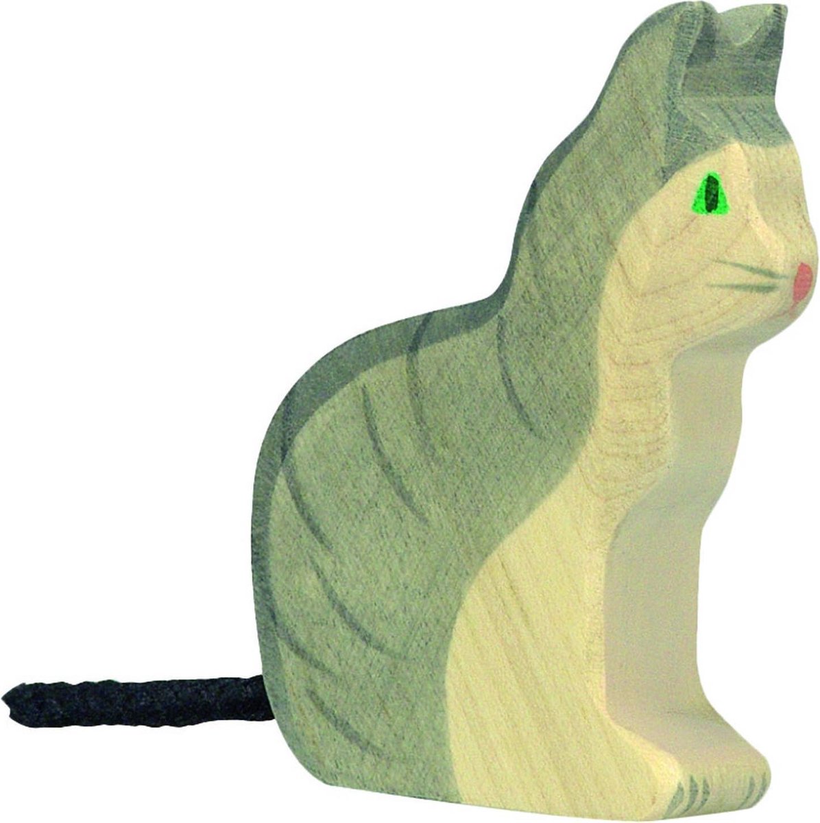 Holztiger kat, siddende. 7 cm.