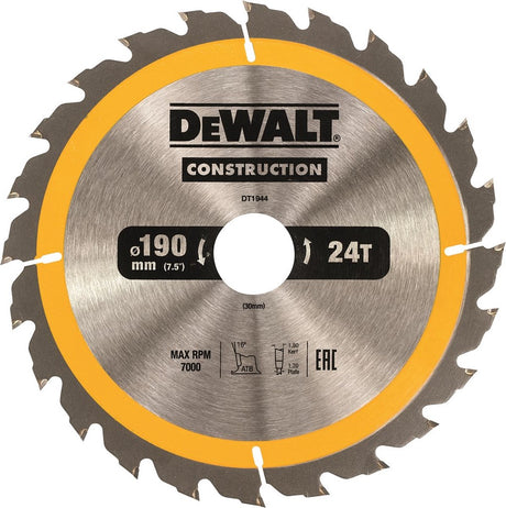 Dewalt tilbehør rundsavklinge 190x30x24t, positiv 16°, kærv 1,8 mm - dt1944-qz