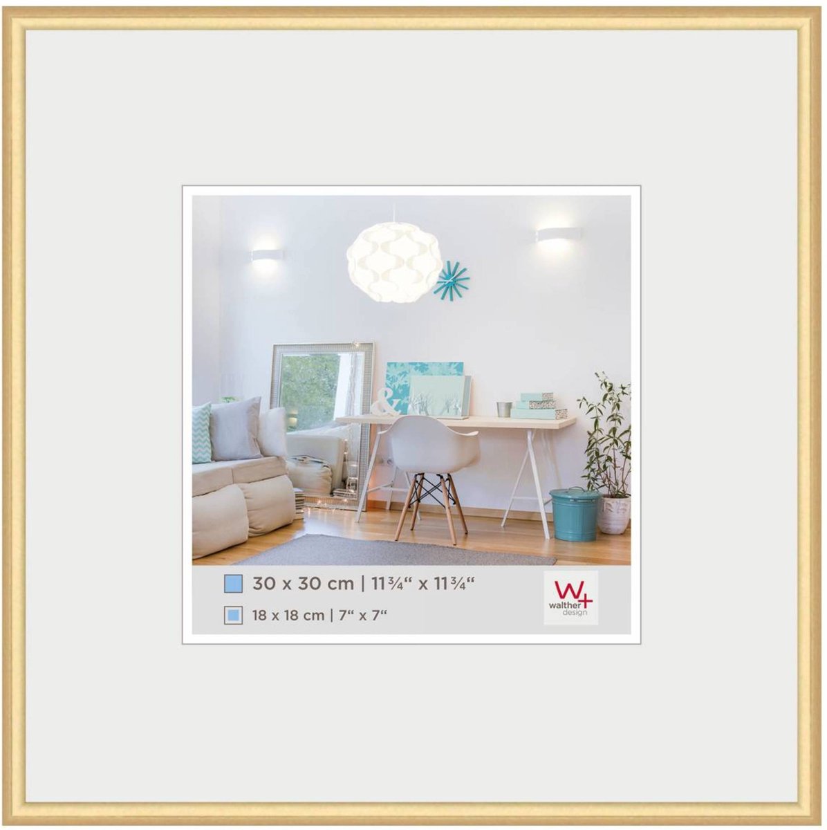 Walther new lifestyle - plastramme - fotostørrelse 30x30 cm - guld