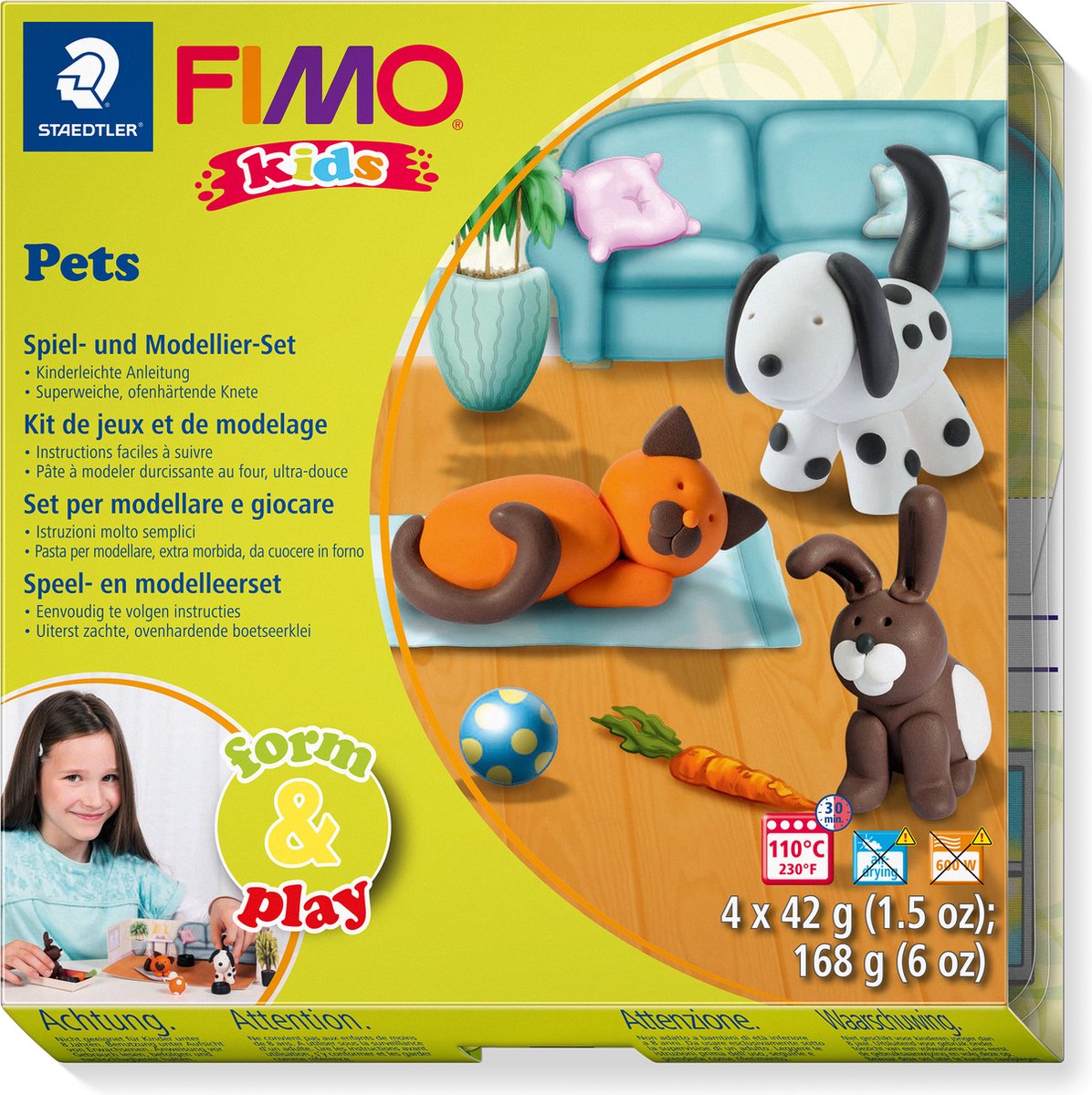 Fimo kids 8034 - ovnhærdende modellervoks - form legesæt kæledyr