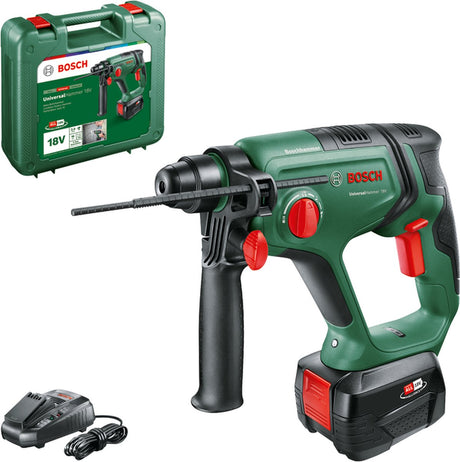 Bosch universalhammer 18v akku-hammerboremaskine - 2,0 j - med 1x 18 v batteri (4,0 ah) og oplader - i kuffert