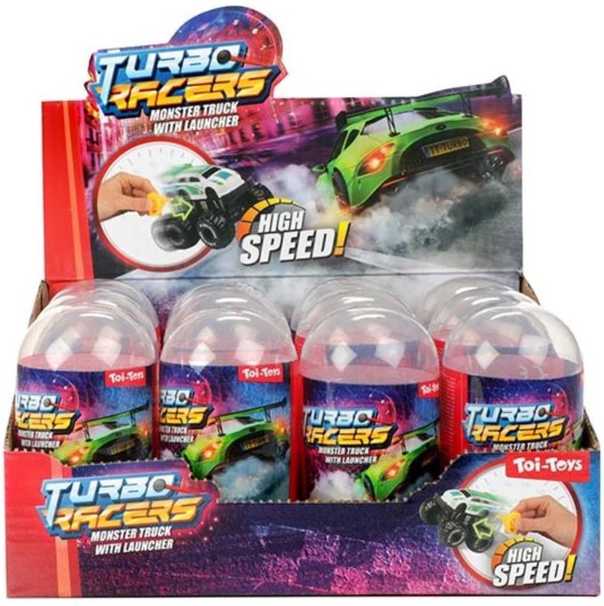 Turbo racers monster truck med skydespil i æg