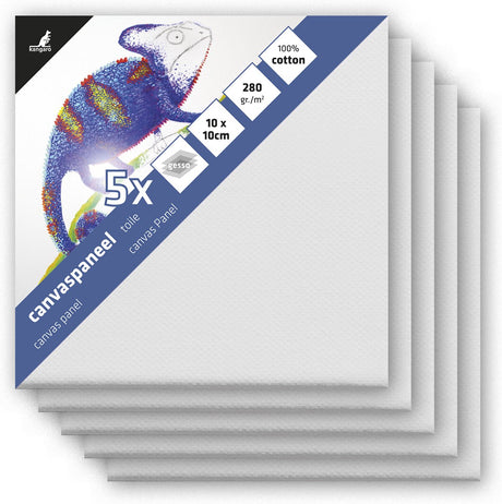 Kangaro canvaspaneel - 10x10 cm - 3mm board - 3x primed - set 5 stuks