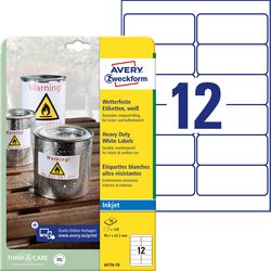 Vandafvisende folieetiketter avery j4776-10 polyester hvid