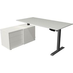 Sidde-stå skrivebord Kerkmann 10216611 melamin, antracitstål, lysegrå