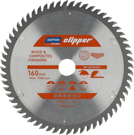 Norton clipper pro series - rundsavklinge - 160 mm - 20 mm - træ og kompositter