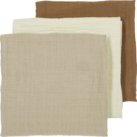 Meyco baby uni hydrofile klude - 3-pak - offwhite sand toffee - 70x70cm