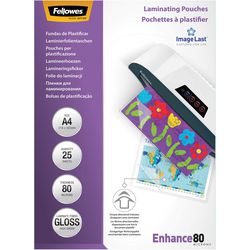Fellowes lamineringsposer 5396205 80mic gennemsigtig pakke med 25 stk