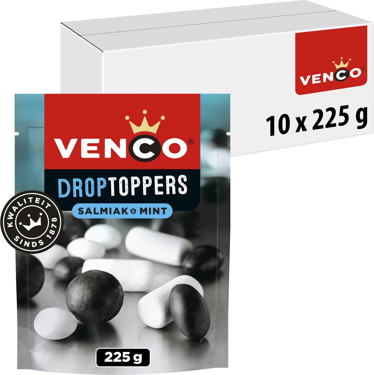 Venco drop toppers salmiak mynte (10x 225gr)