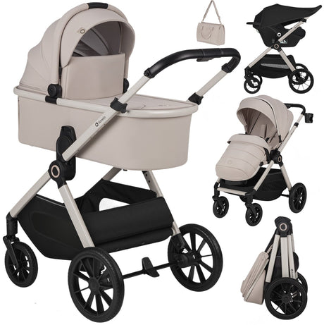 Lionelo layla - klapvogn 3 i 1 - xxl sæt - inkl. i-size autostol - alsidig og hele året rundt - store hjul - enhåndsbetjening - til alle typer terræn - tilbehørssæt