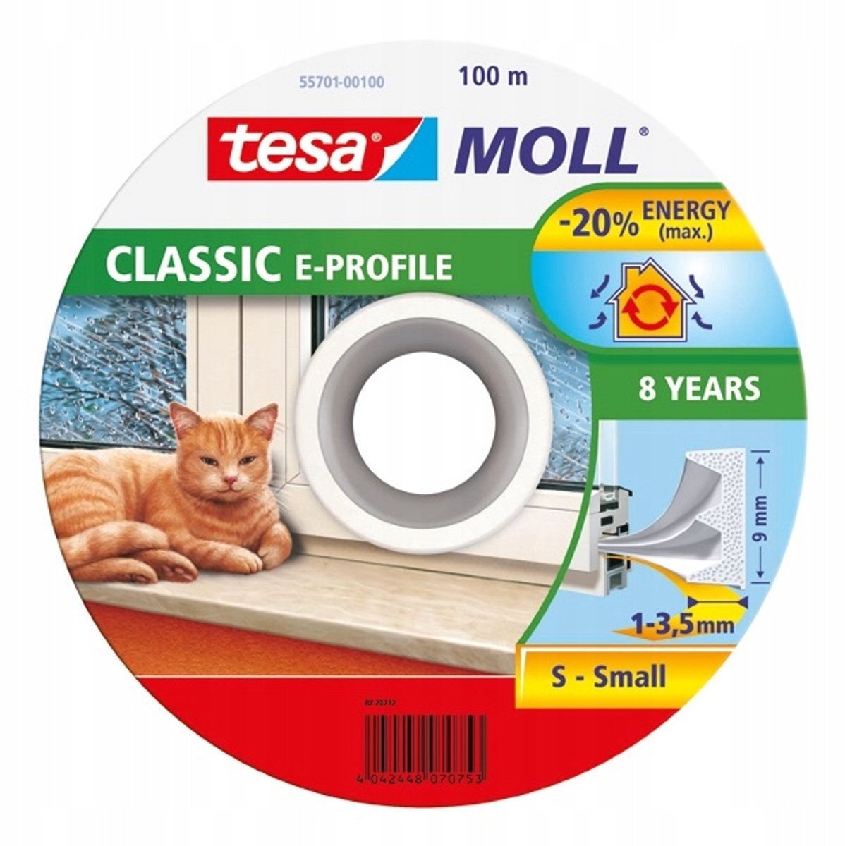 Tesa - moll serie - hvid gummivejrliste - 100m - e-profil