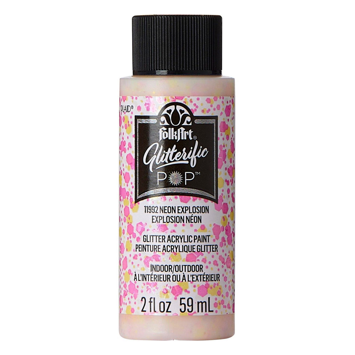 Folkart • glitrende pop akrylmaling neon eksplosion 59ml