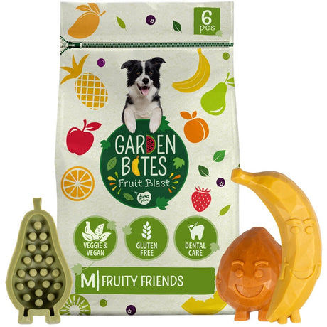 Havebid duvoplus - frugtagtige venner hundesnacks - hundegodbidder - vegetarisk glutenfri - medium 6 stk.