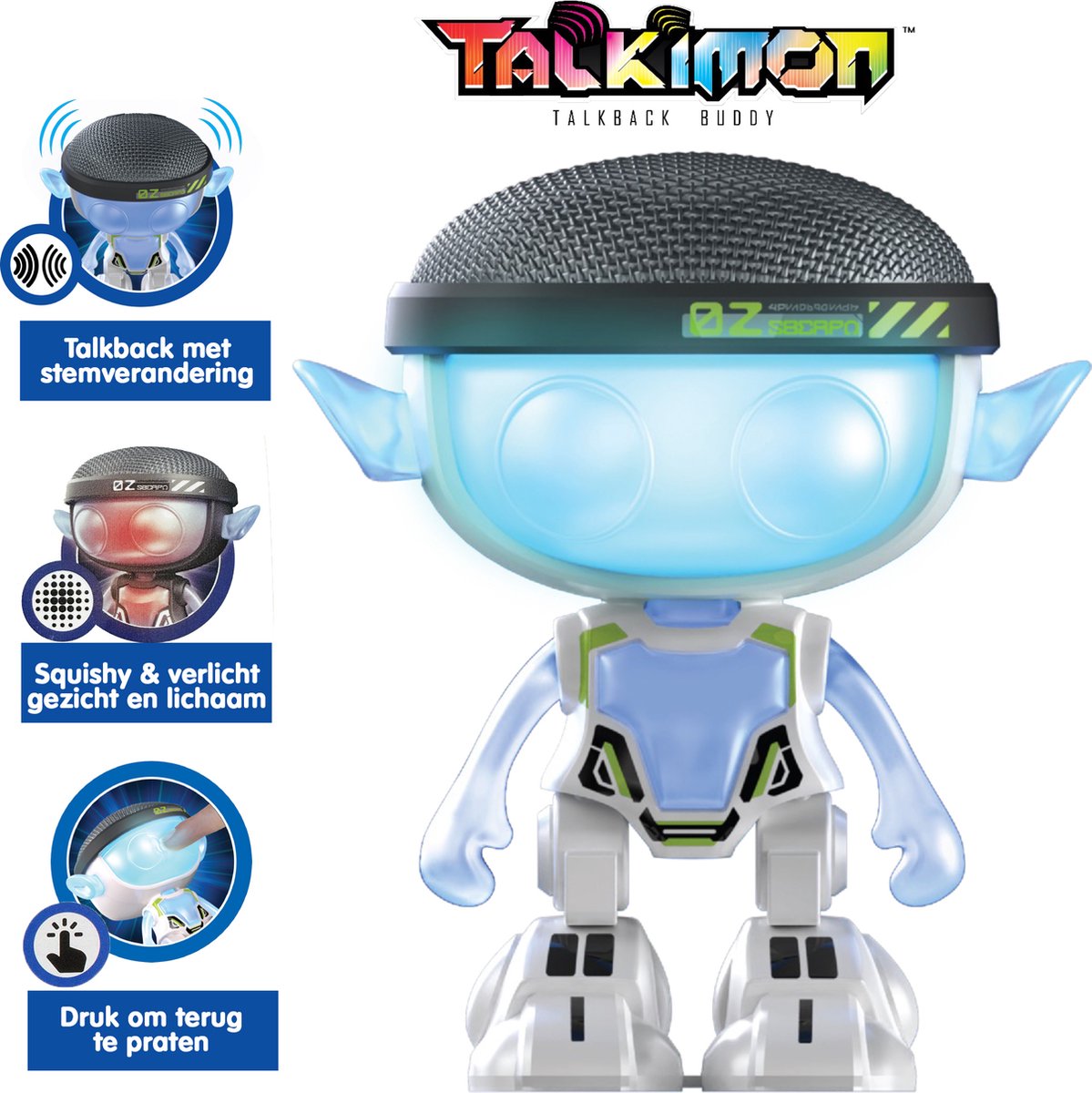 Sølvbelyst talkimon-talende robot