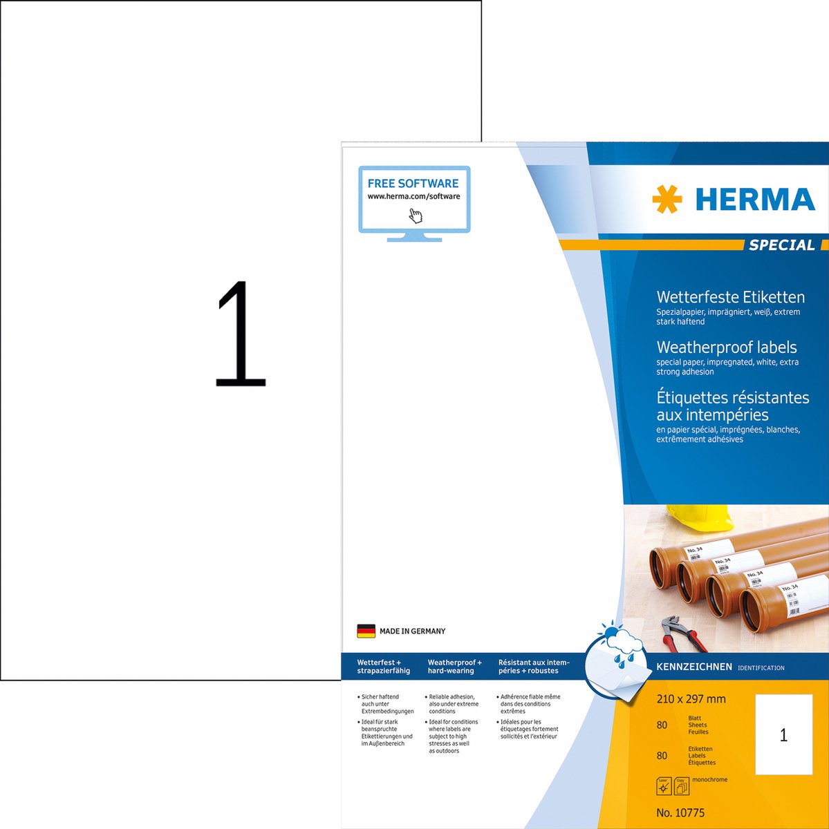 Herma 10775 printeretiket hvid selvklæbende printeretiket