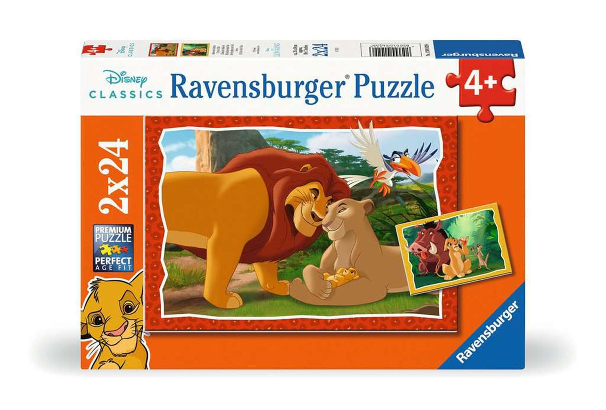Ravensburger puslespil løvernes konge - to puslespil - 24 brikker - børnepuslespil