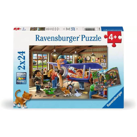 Ravensburger puslespil reparation af fly og tog 2x24 brikker