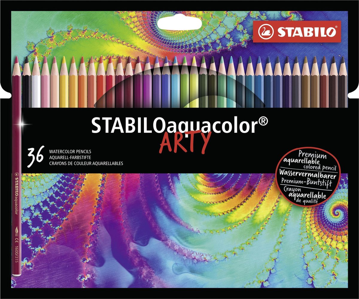 Stabilo aquacolor - premium akvarel farveblyanter - arty - etui med 36 farver
