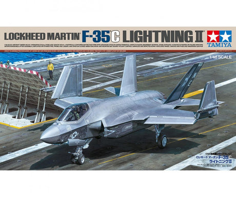 Tamiya modelsæt militærkøretøjer - 61127 lockheed martin f-35c lightning ii - kampfly i plastik - 1:48 - modelfremstilling
