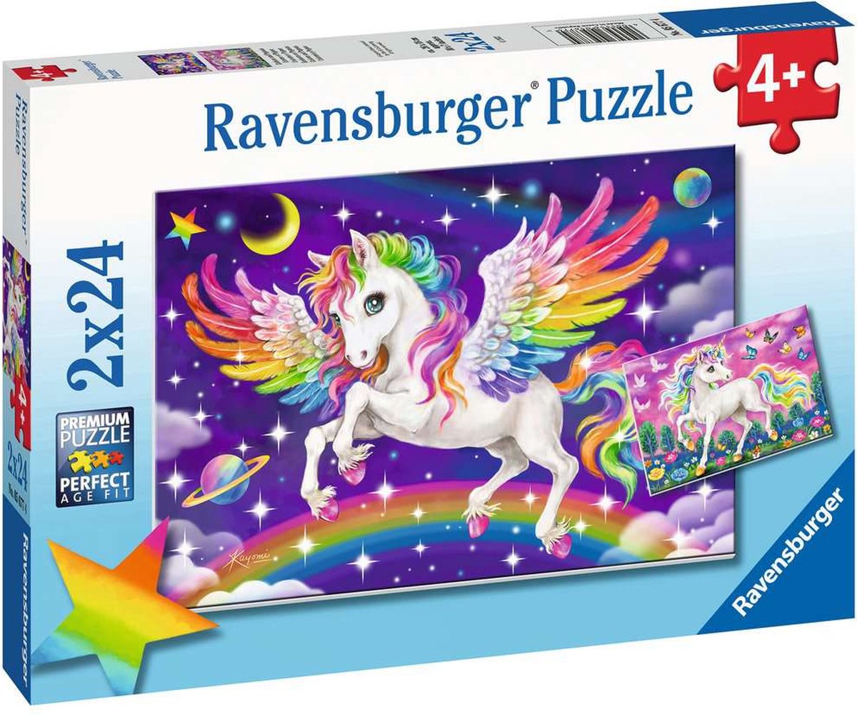 Ravensburger puslespil enhjørning og pegasus - puslespil - 2x24 brikker