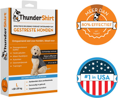 Thundershirt l - nº1 afslappende vest til stressede hunde - umiddelbart beroligende - nem at bruge - blid metode