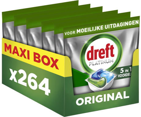 Dreft platinum alt i én opvasketabletter - original - 264 kapsler - maxi æske