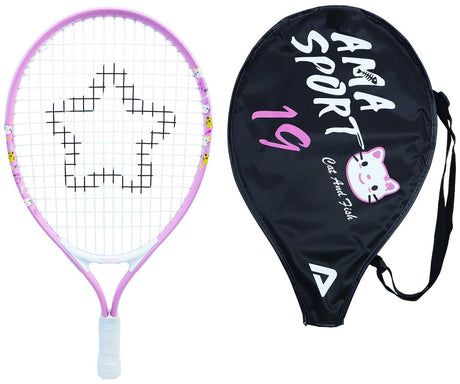 Ama sport børnetennisketcher kat pink 19 tommer - let juniorketcher med taske - ideel til begyndere -