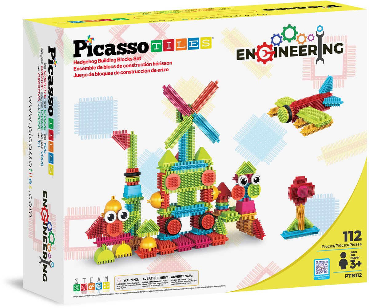 Picassotiles taktik picasso fliser - byggelegetøj - pindsvin byggeklodser - byggelegetøj - stilk legetøj - kreativt byggelegetøj - 112 dele - fra 3 år