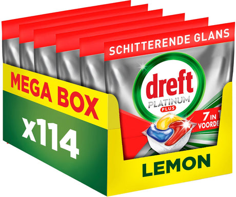 Dreft platin plus citron opvasketabletter - anti-kedelig teknologi - 6 x 19 stykker