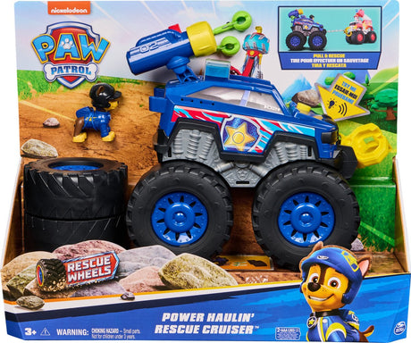 Paw patrulje redningskøretøjer - power haulin' cruiser fra chase - legetøjslastbil med løfteraket, motoriseret hejs, lys og lyde