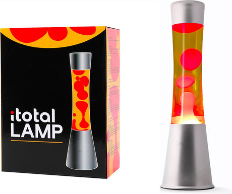 I-total lavalampe - lavalampe - humørlampe - 40x11 cm - glasaluminium - 30w - gul med rød lava - sølvgrå - xl2349