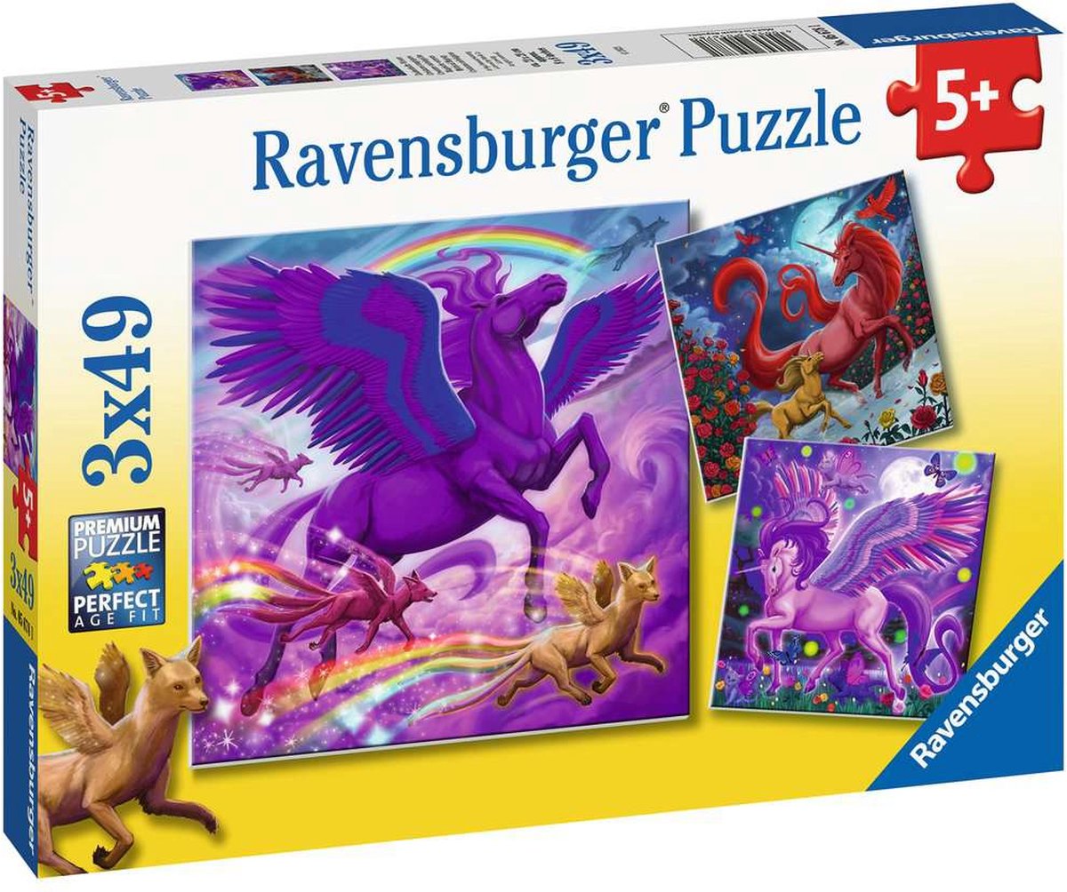 Ravensburger puslespil magiske skabninger - puslespil - 3x49 brikker