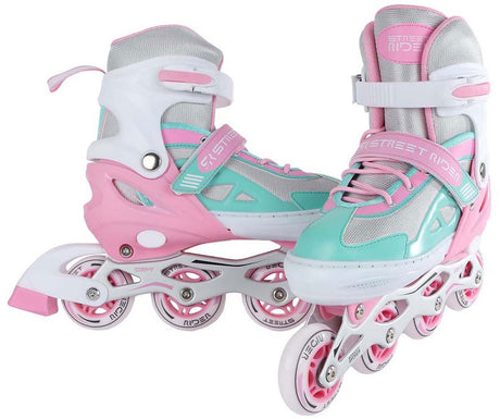 Street rider rulleskøjter pink grøn justerbar, størrelse 33-36
