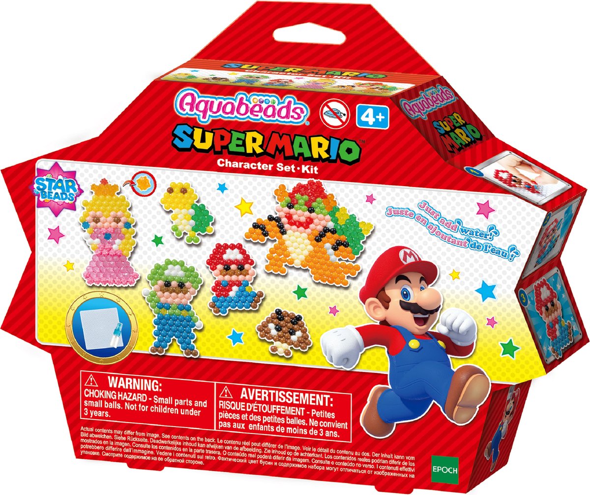 Aquabeads super mario karaktersæt - komplet sæt 690 perler - lav 6 figurer
