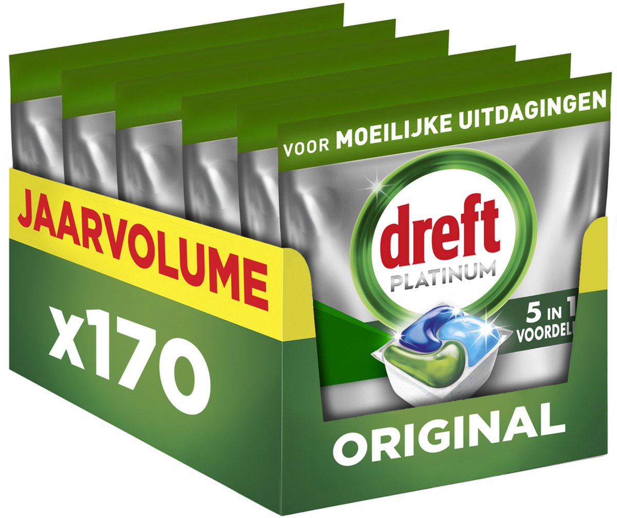 Dreft platin alt i én opvasketabletter - original - 170 kapsler - årlig volumen