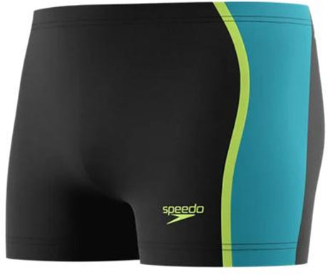 Speedo solid splice aquashort heren - chloorbestendige zwemboxer heren - kleurvaste strakke zwembroek heren - sportzwembroek heren met voering - zwart groen - xxl