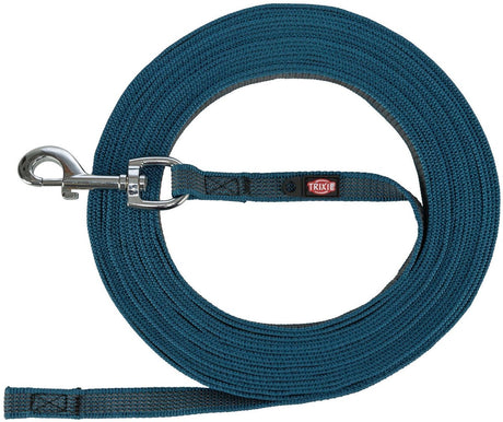 Trixie snor trækline til hund med gummi anti-skrid benzin blå L XL 5 m x 1,7 cm