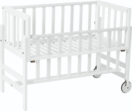 Geuther betty co-sleeper, sideseng, tremmeseng - med hjul - 45x90 cm - babyseng op til 9 kg - massiv bøgetræ - hvid