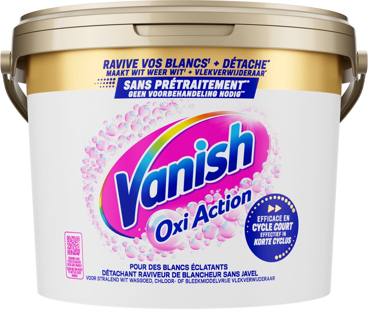 Vanish oxi action whitening booster pulver - pletfjerner til hvidt vasketøj - 2,7 kg